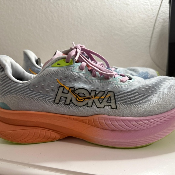 Hoka Women's Mach 6 Athletic Shoes - Pink and Blue - Picture 2 of 9